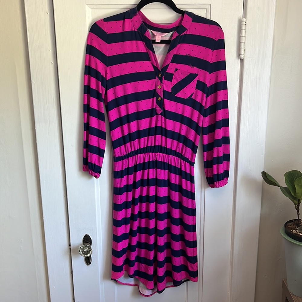 Lilly Pulitzer Pink & Blue Striped Beckett Dress - Picture 2 of 10